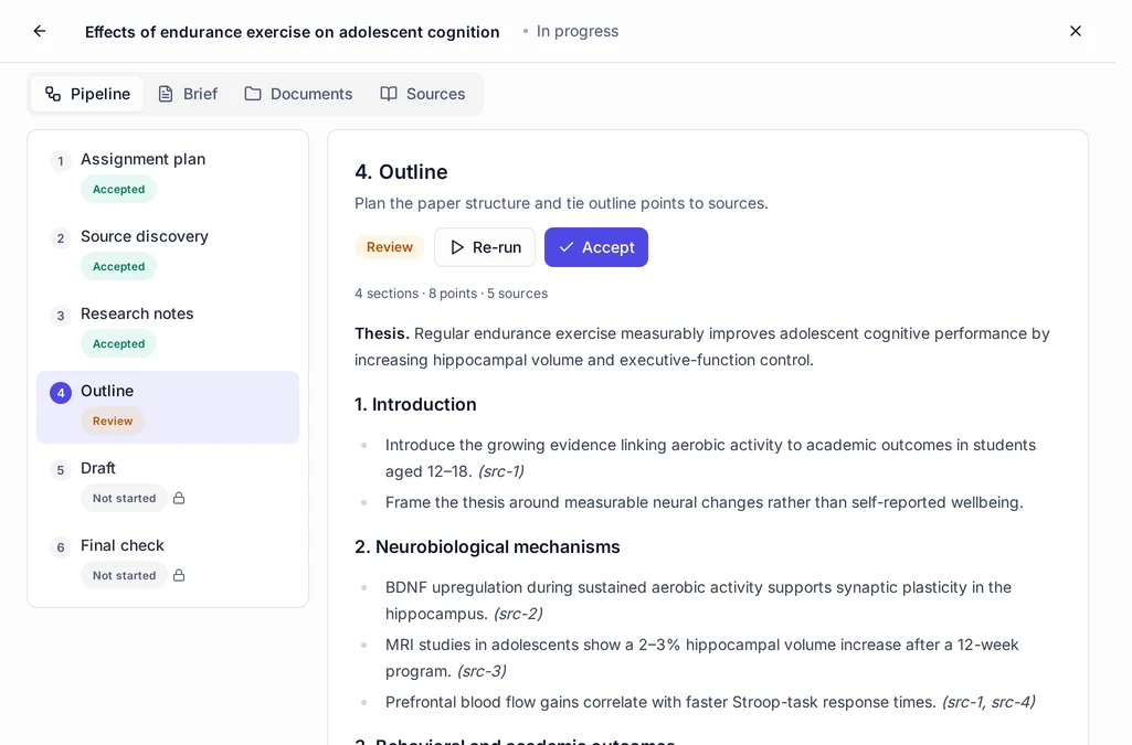 AI Writer generating an essay with StudyPro