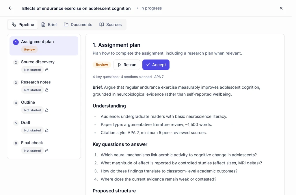 StudyPro research plan derived from the assignment brief